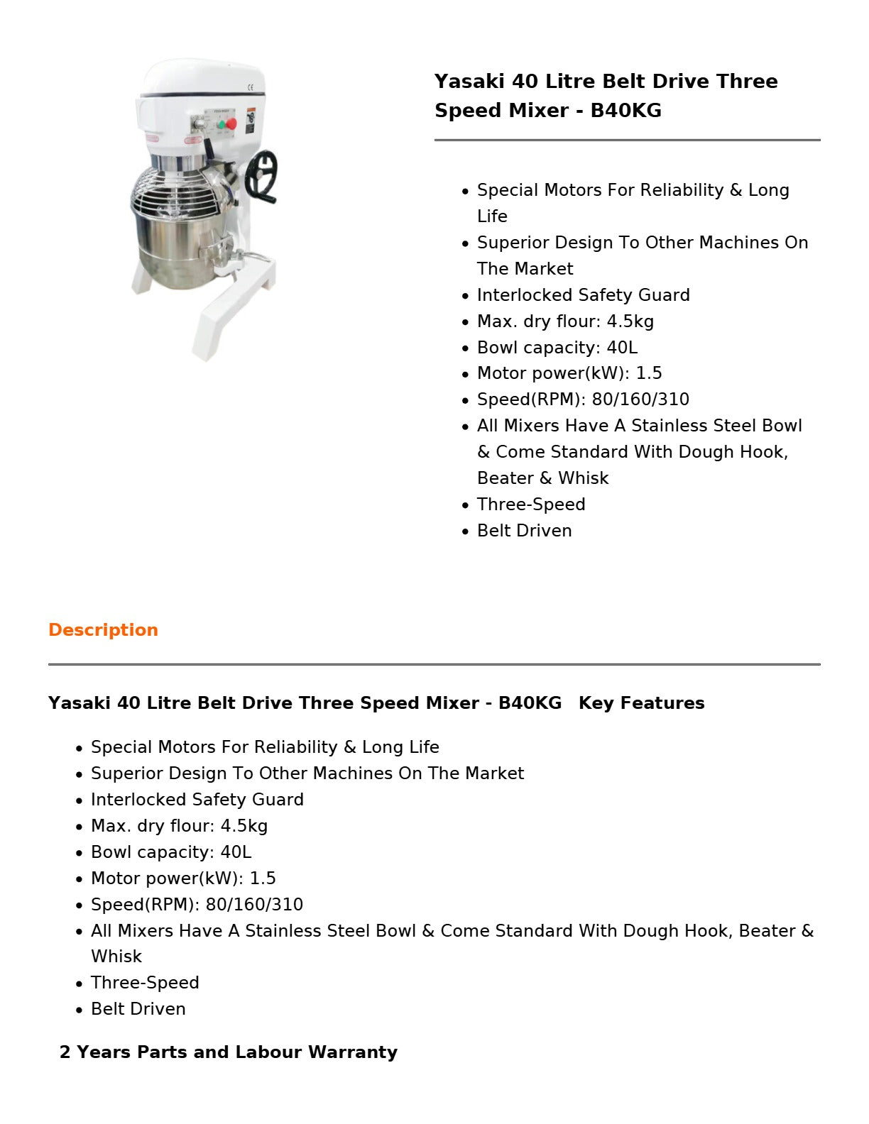 Yasaki B40KG - Planetary Mixer