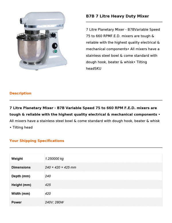 FED B7B - Planetary Mixer
