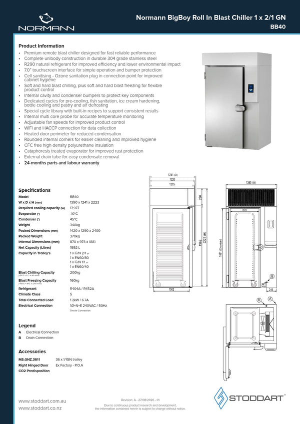 Normann BB40 - Floor Mount Blast Chiller
