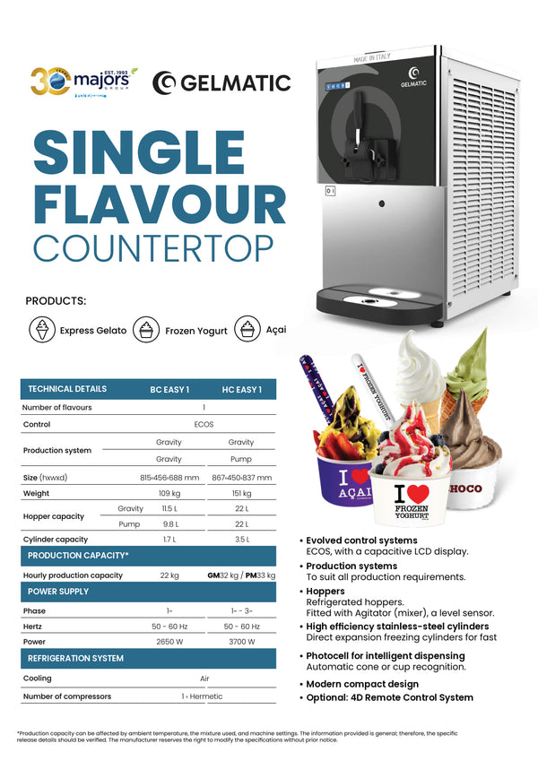 Gelmatic BC Easy 1 Gravity - Gelato/Soft Serve/Acai Machine