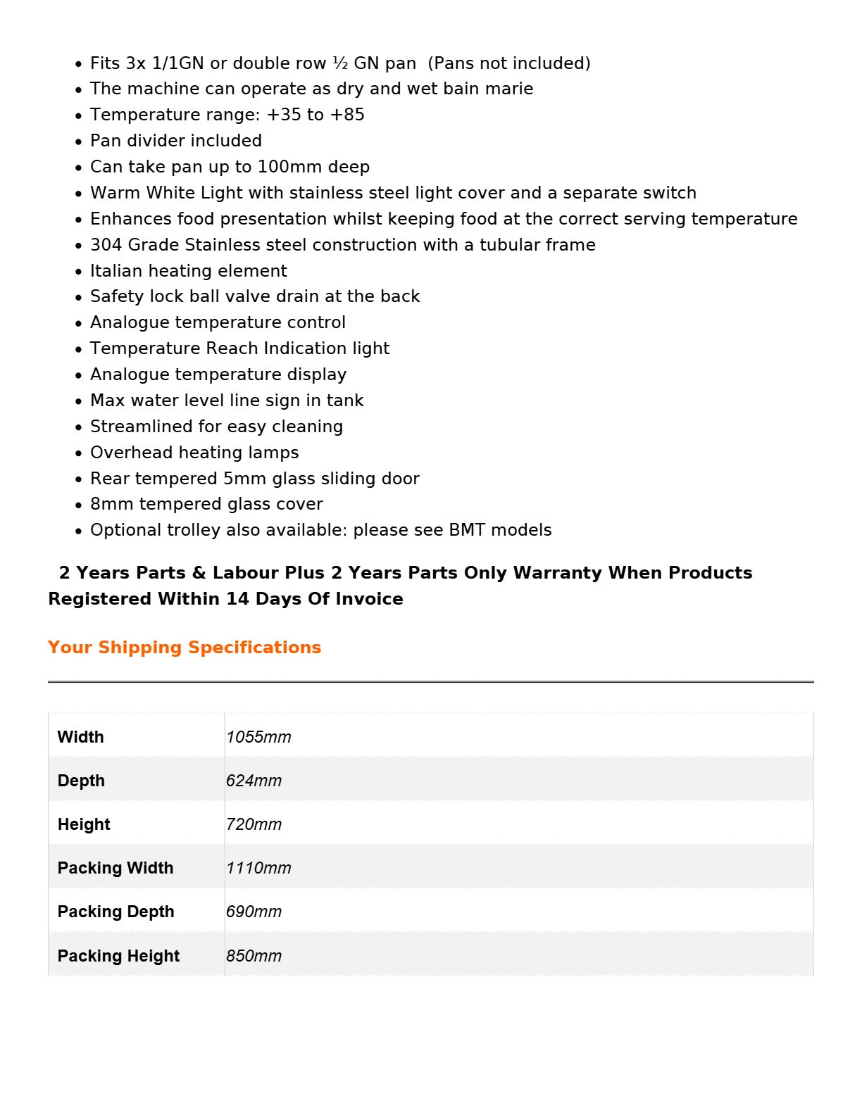 Bonvue BM11TC - Countertop Wet & Dry Bain Marie