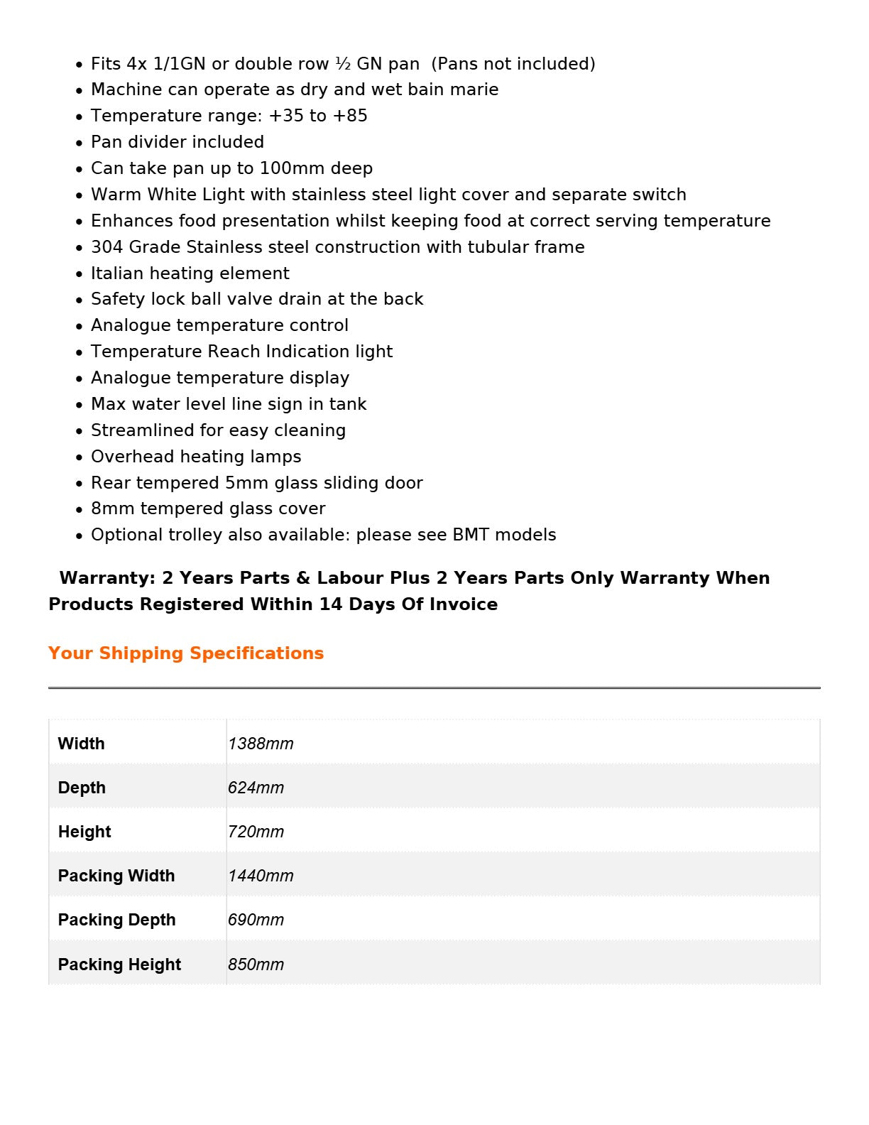 Bonvue BM14TC - Countertop Wet & Dry Bain Marie