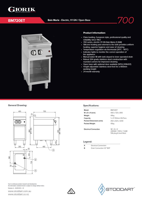 Giorik BM720ET - Bain Marie