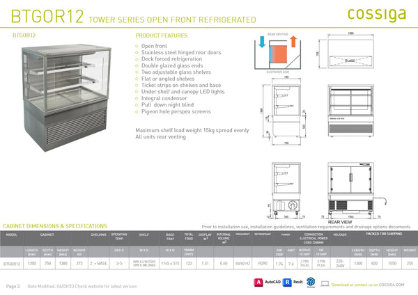 Cossiga BTGOR12 - Open Front Cold Food Display