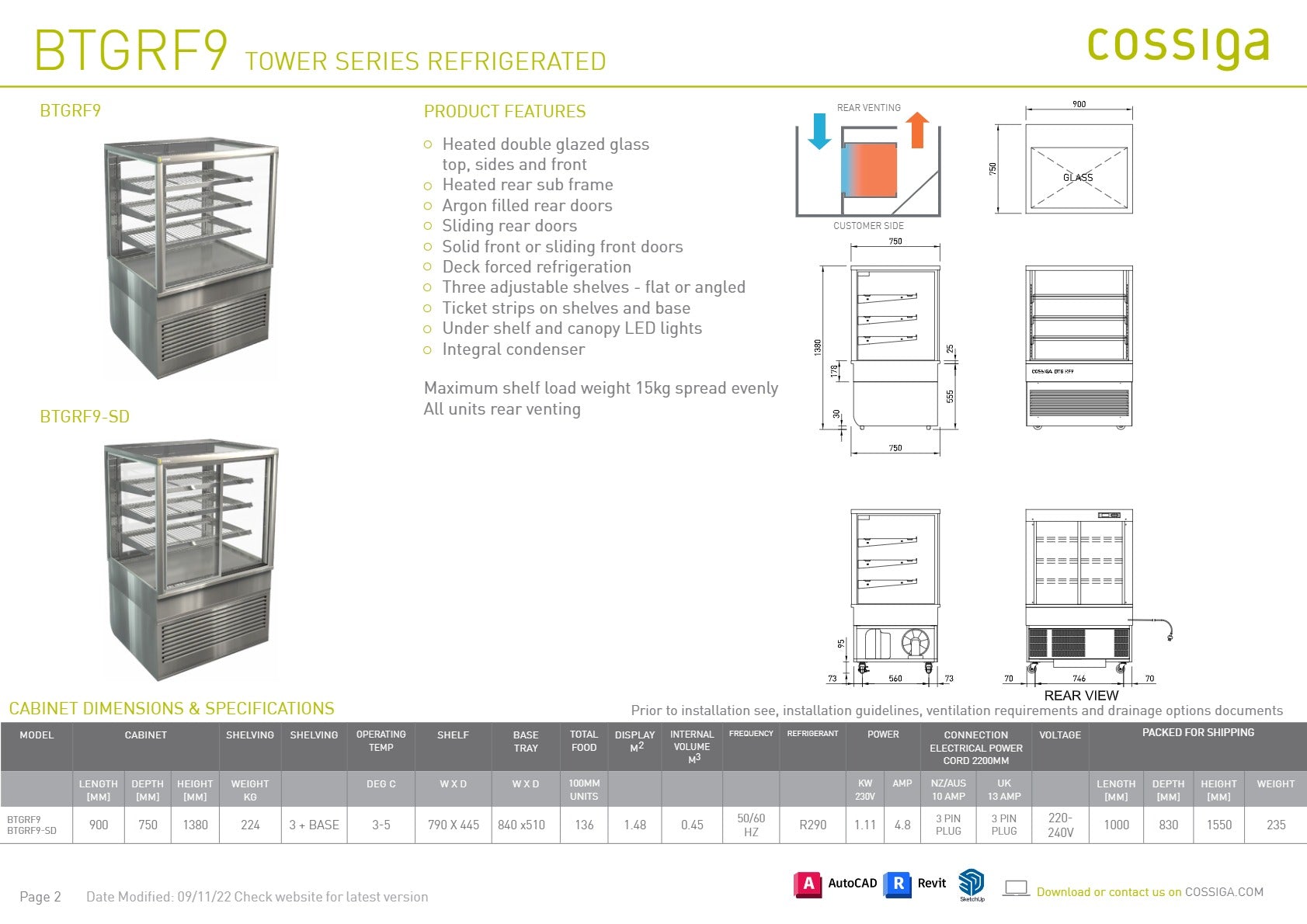 Cossiga BTGRF9-SD - Cold Food Display
