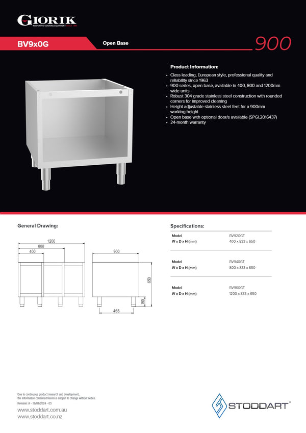 Giorik BV960G - Open Base Cupboard