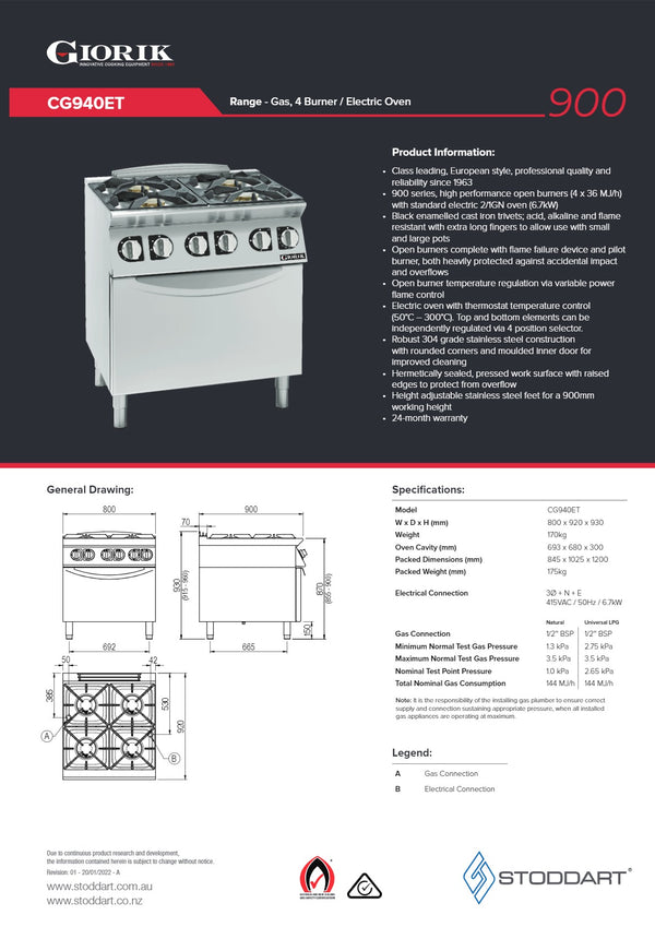 Giorik CG940ET - Range Oven