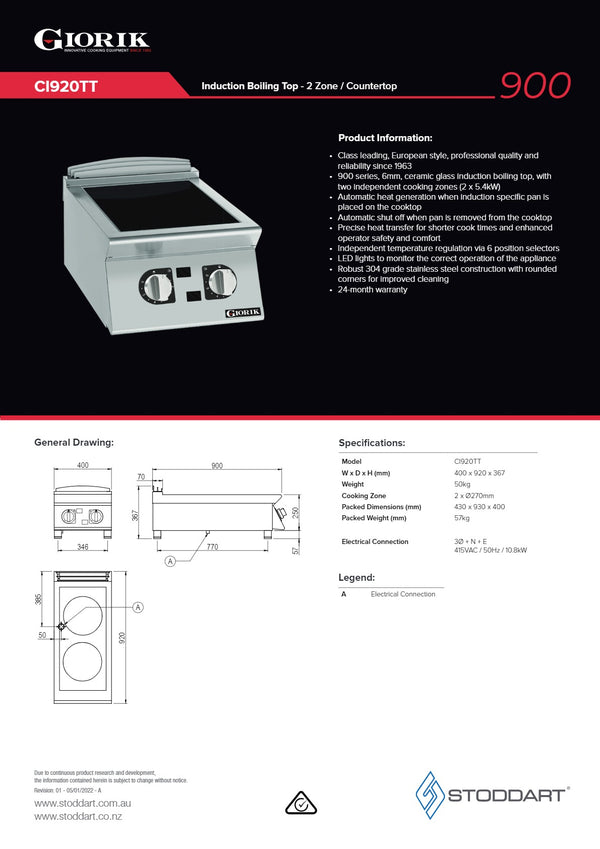 Giorik CI920TT - Induction Cook Top