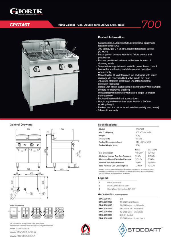 Giorik CPG746T - Pasta Cooker
