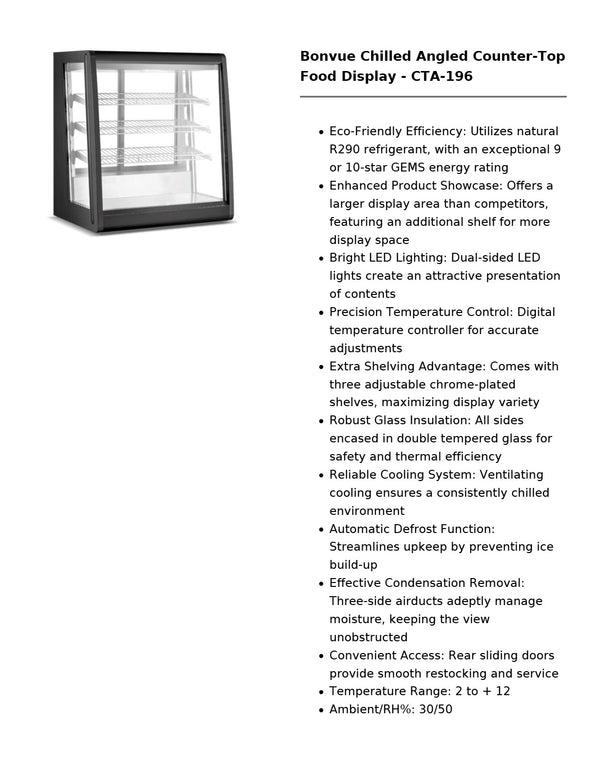 Bonvue CTA-196 - Countertop Cold Food Display