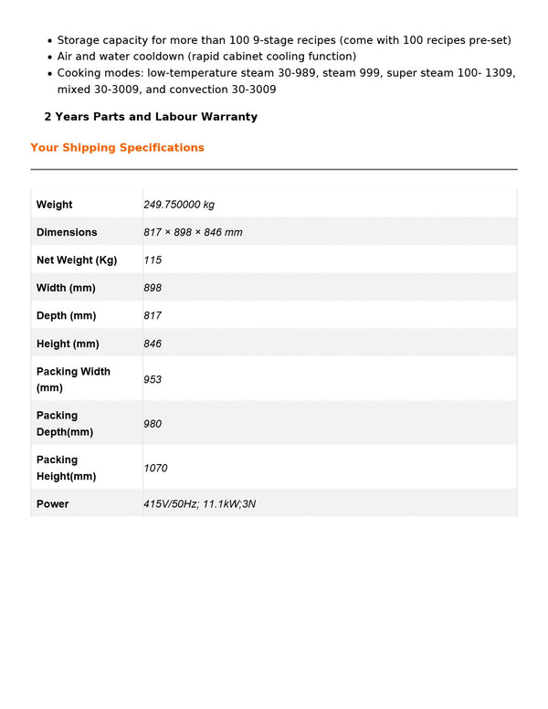 Fagor CW-061ERSWS - 6 Tray Combi Oven