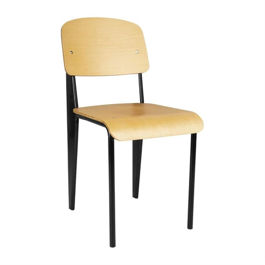 Bolero DM338 - Four Wooden Dining Chairs With Black Steel Frame