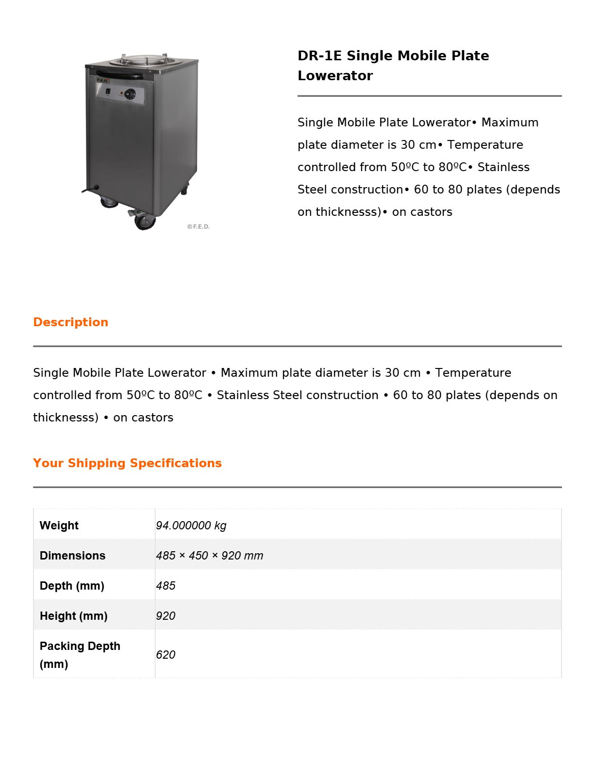 Elementry DR-1E - Mobile Plate Lowerator