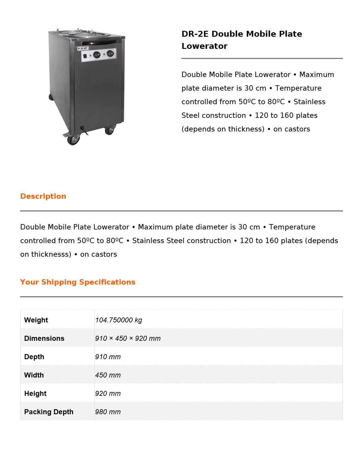 Elementry DR-2E - Mobile Plate Lowerator