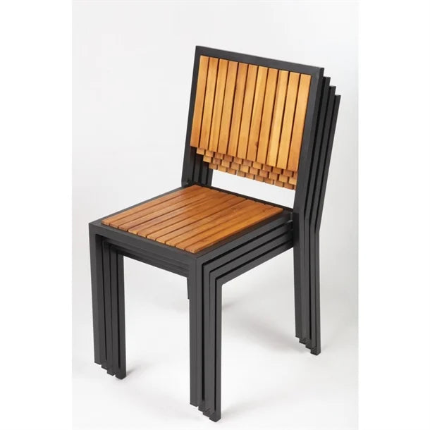 Bolero DS150 - Four Steel & Acacia Side Chairs