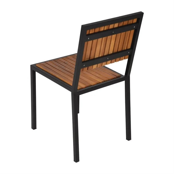 Bolero DS150 - Four Steel & Acacia Side Chairs