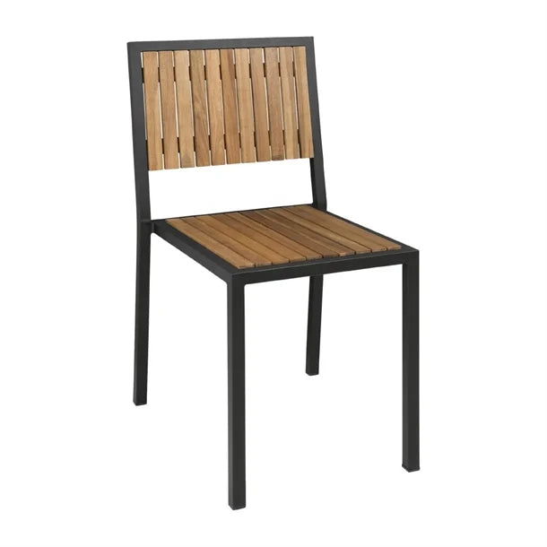 Bolero DS150 - Four Steel & Acacia Side Chairs
