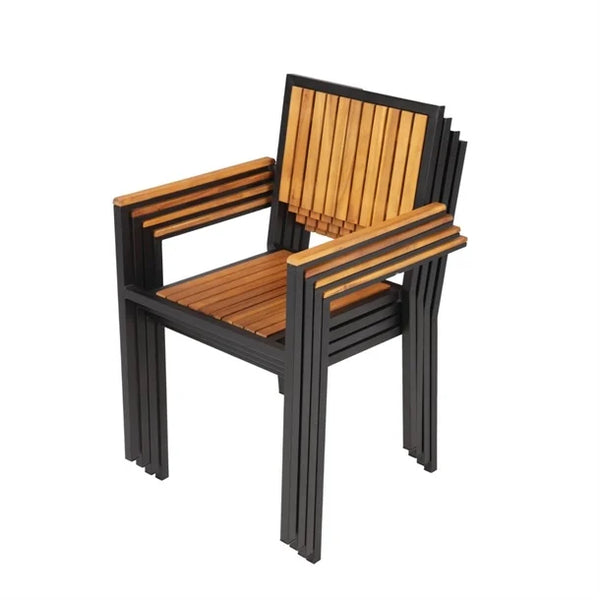 Bolero DS151 - Four Steel & Acacia Armchairs