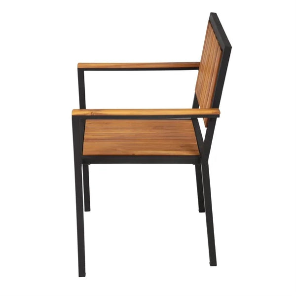 Bolero DS151 - Four Steel & Acacia Armchairs