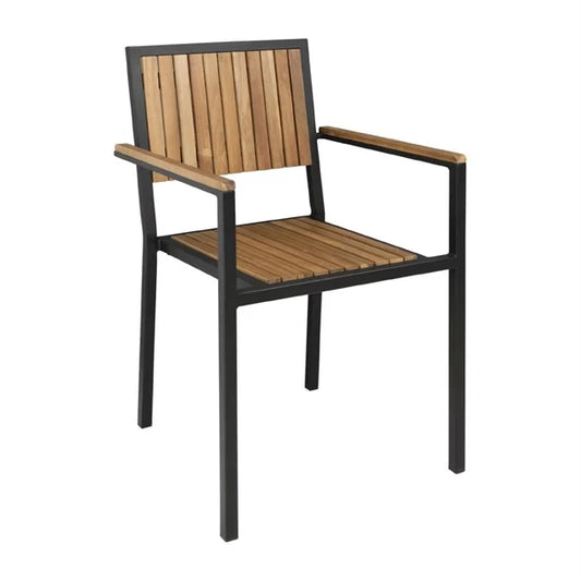Bolero DS151 - Four Steel & Acacia Armchairs