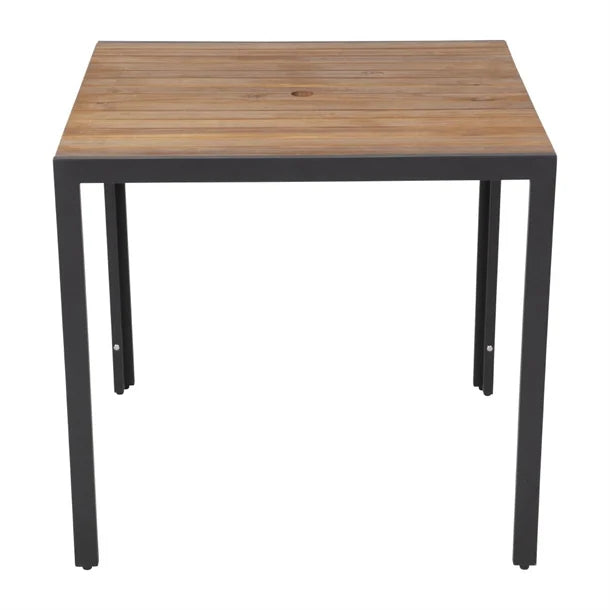 Bolero DS152 - Steel & Acacia Square Table 800mm