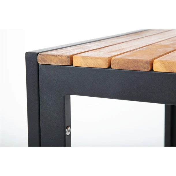 Bolero DS152 - Steel & Acacia Square Table 800mm