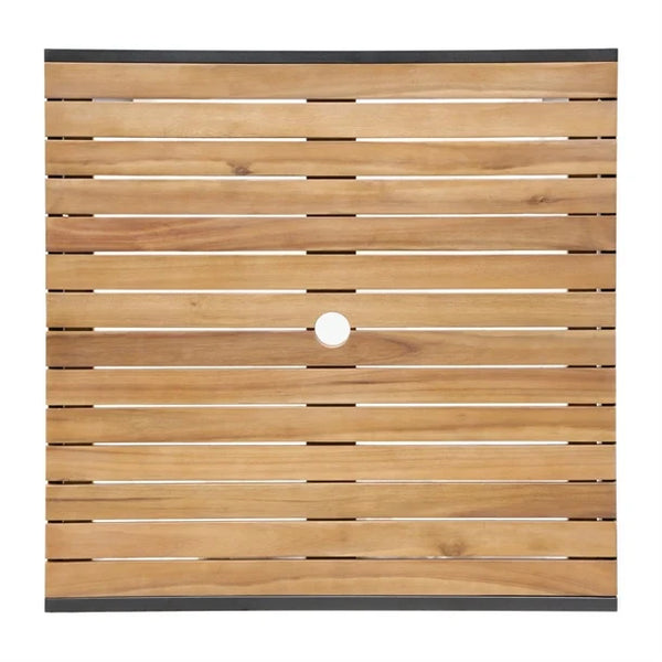 Bolero DS152 - Steel & Acacia Square Table 800mm