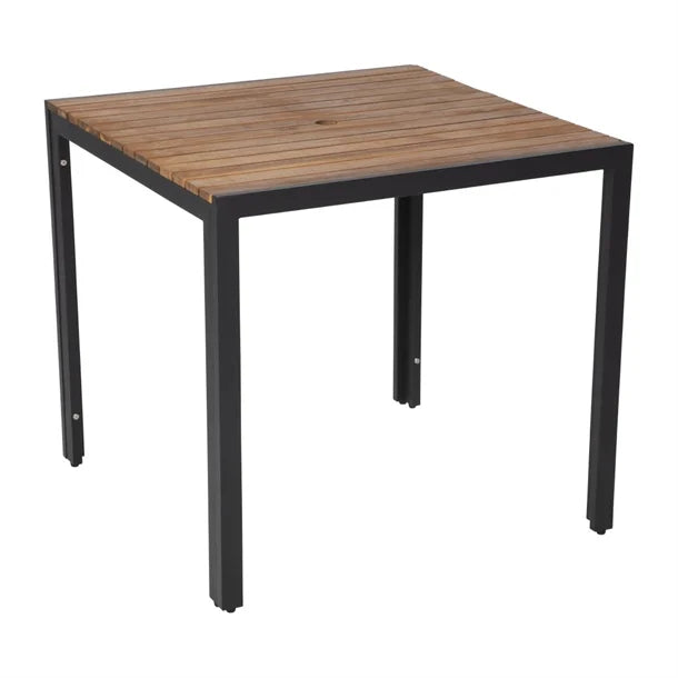 Bolero DS152 - Steel & Acacia Square Table 800mm