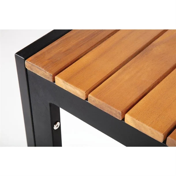 Bolero DS152 - Steel & Acacia Square Table 800mm