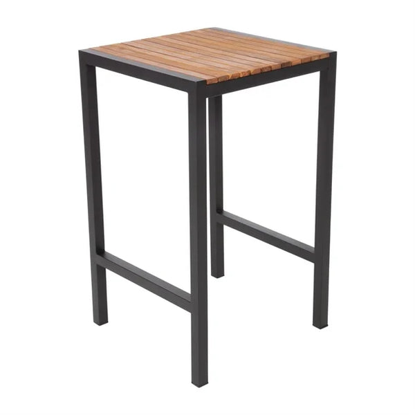 Bolero DS155 - Steel & Acacia Square Bar Table 600mm