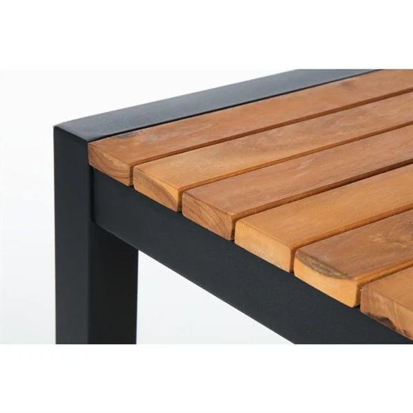 Bolero DS155 - Steel & Acacia Square Bar Table 600mm