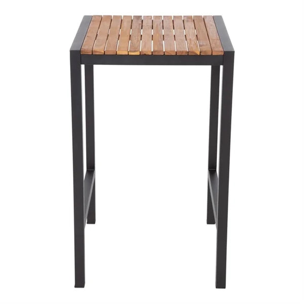 Bolero DS155 - Steel & Acacia Square Bar Table 600mm