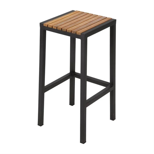 Bolero DS156 - Two Steel & Acacia Bar Stools