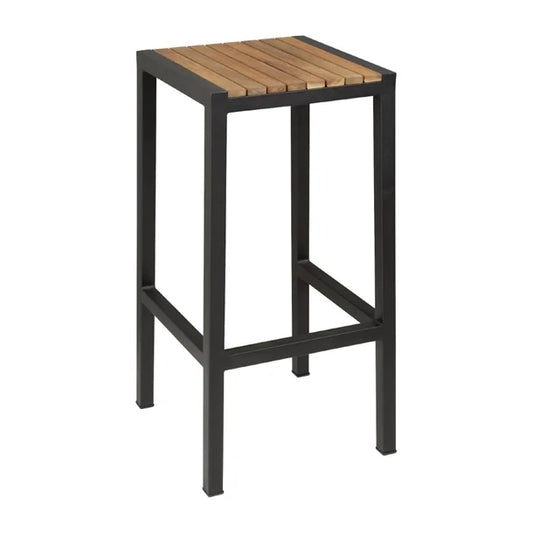 Bolero DS156 - Two Steel & Acacia Bar Stools