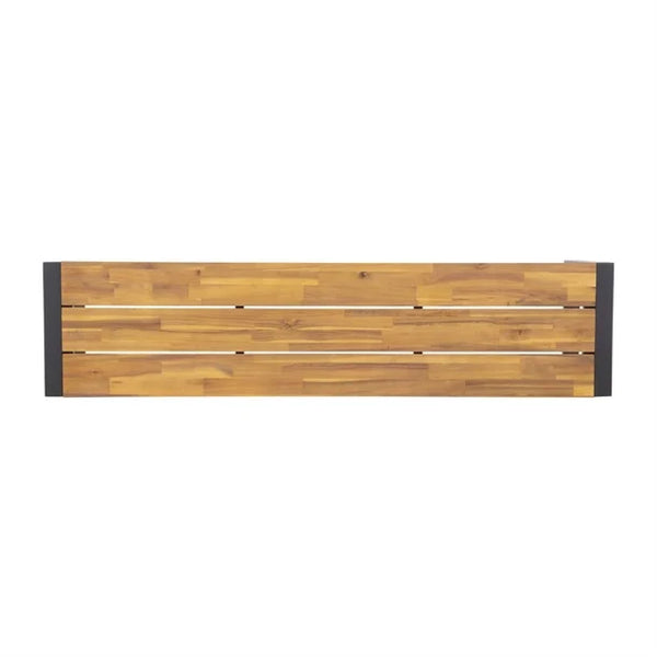 Bolero DS158 - Two Industrial Steel & Acacia Benches 1600x380mm