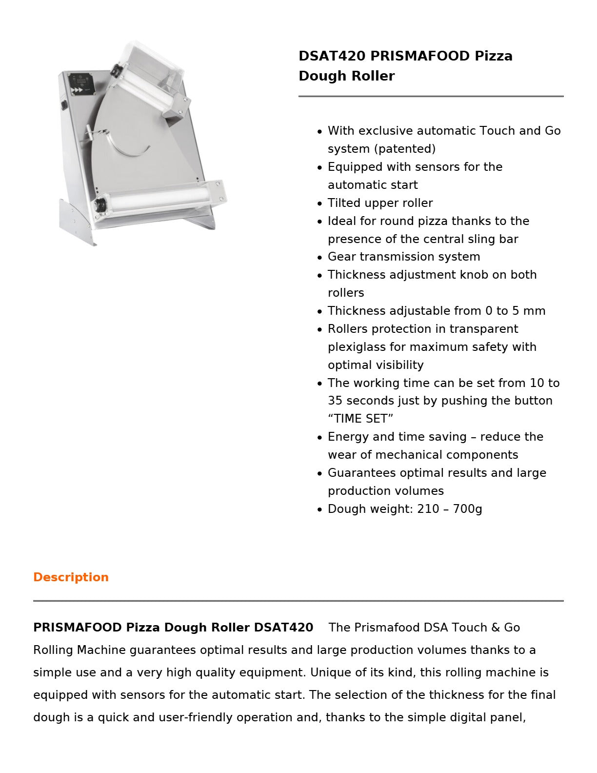Prismafood DSAT420 - Dough Roller