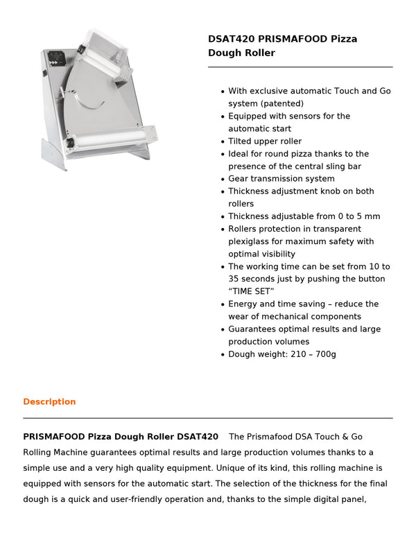 Prismafood DSAT420 - Dough Roller