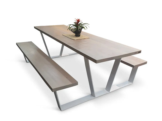 Innate Furniture DTBU - Rimu & Steel Table & Benches Unit