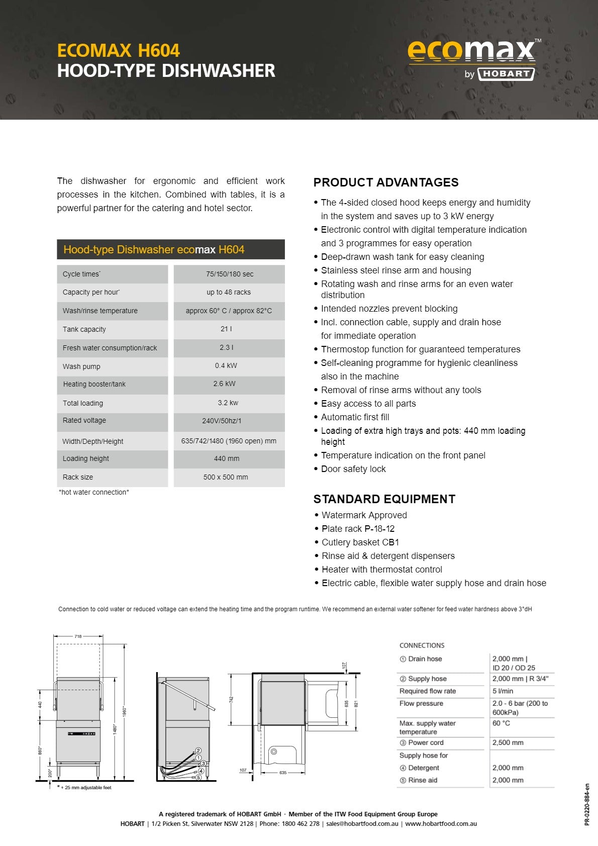 H 604 Hobart ECOMAX 604 - Pass Through Dishwasher | SilverChef