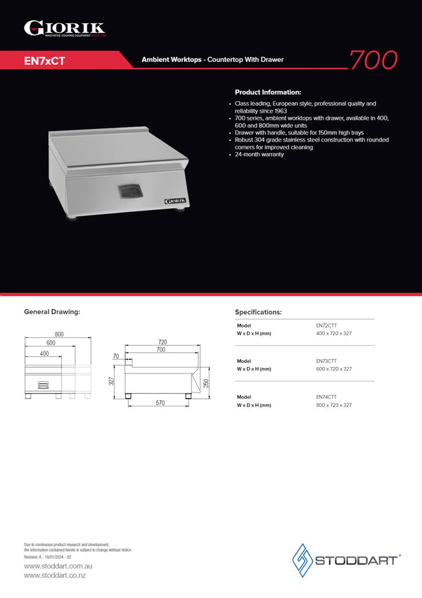 Giorik EN72CT - Worktop with Drawer