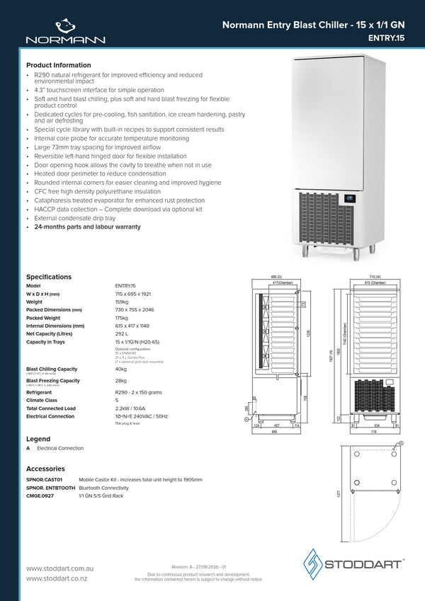 Normann ENTRY.15 - Free Standing Blast Chiller
