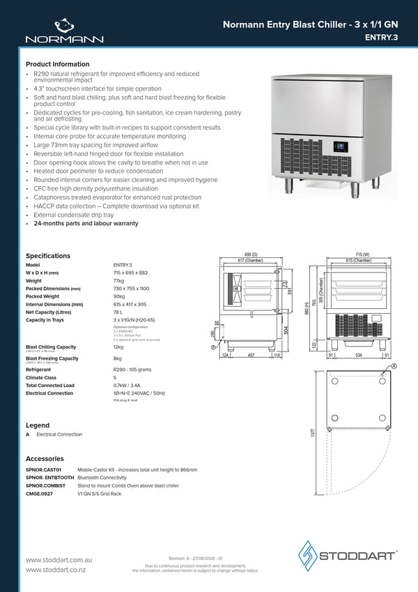 Normann ENTRY.3 - Free Standing Blast Chiller