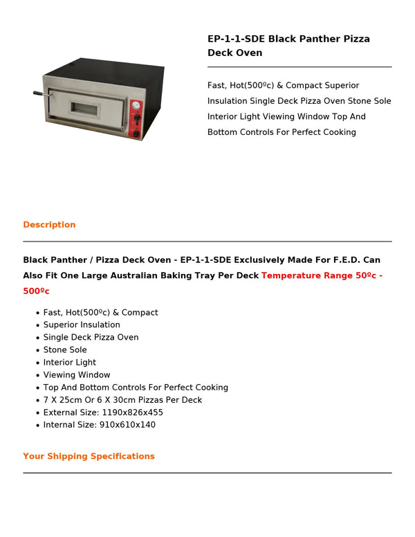 Baker Max EP-1-1-SDE - Deck Oven