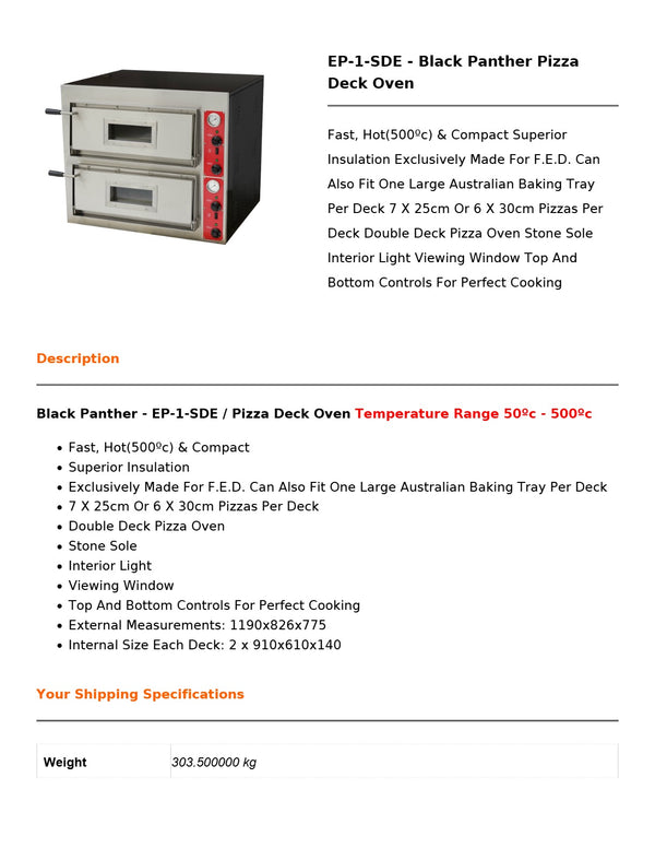 Baker Max EP-1-SDE - Double Deck Oven