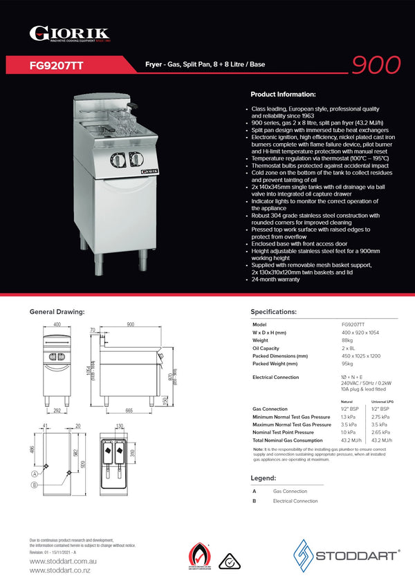 Giorik FG9207TT - Split Pan Fryer