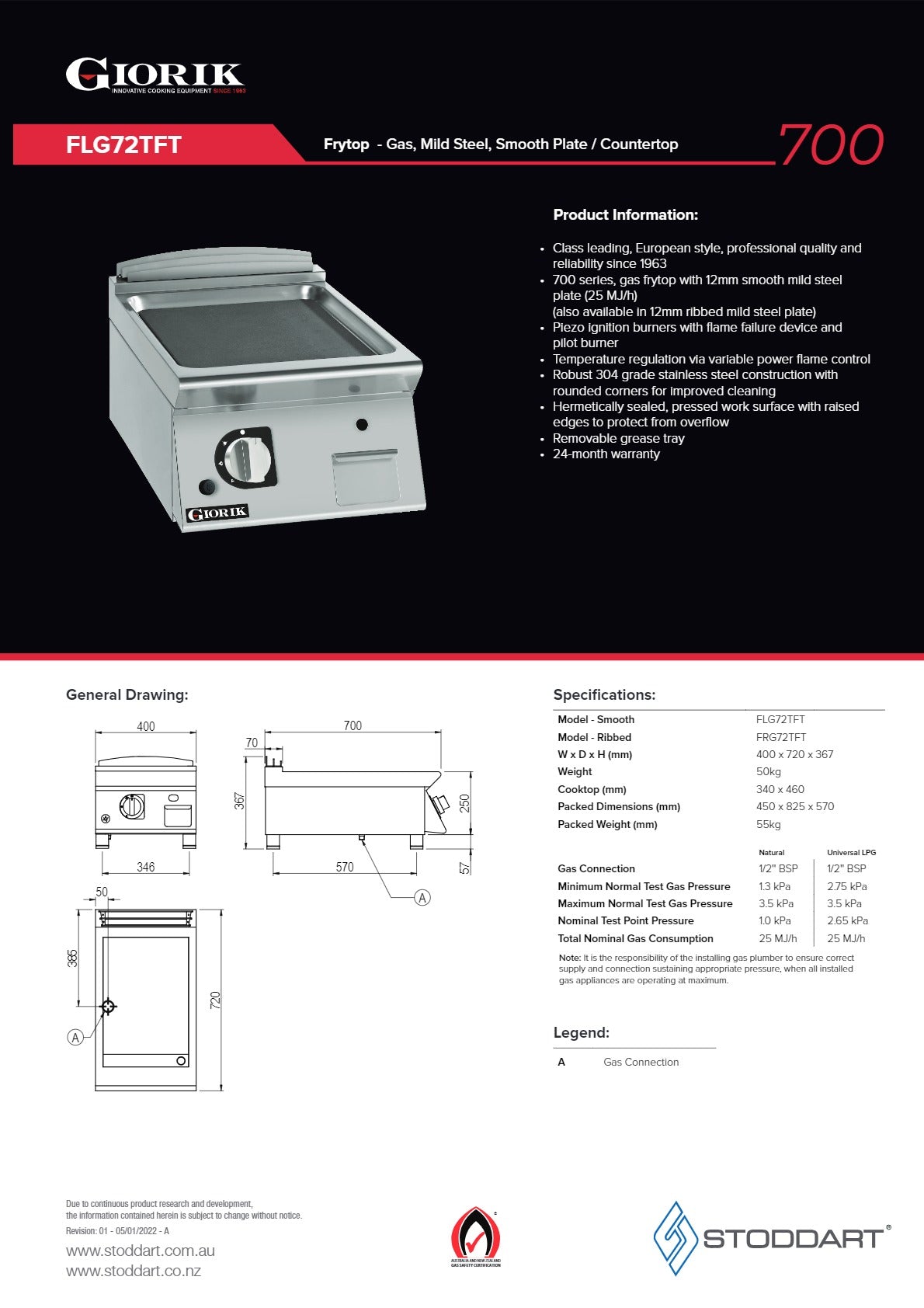 Giorik FLG72TFT - Griddle