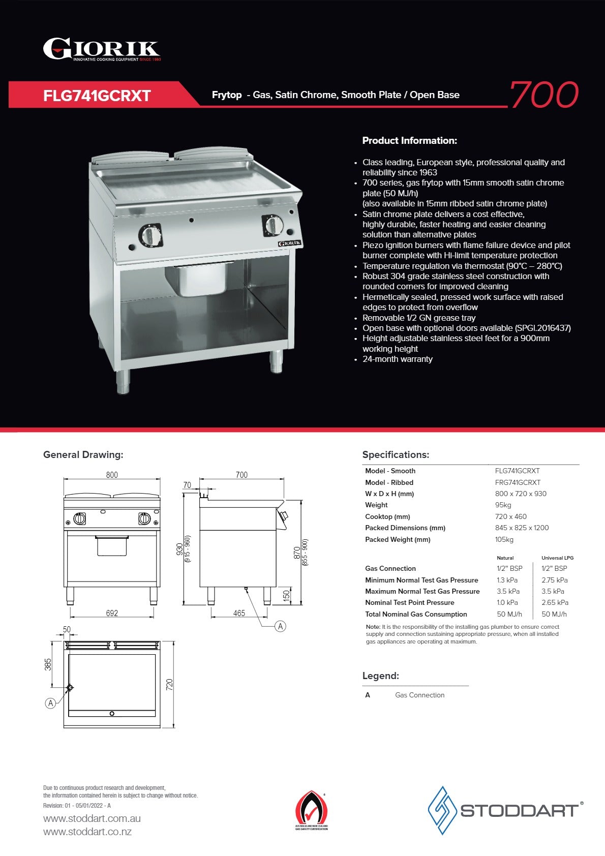 Giorik FLG741GCRXT - Griddle