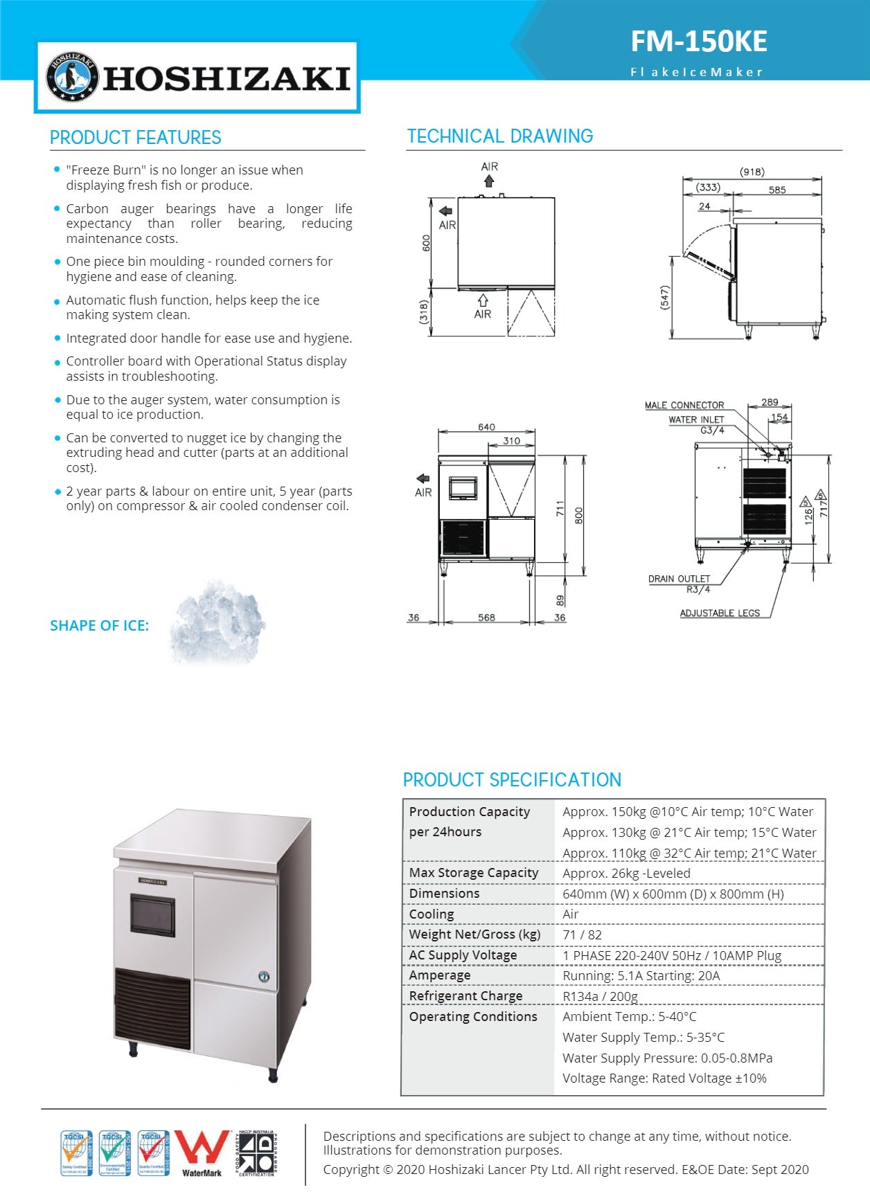Hoshizaki FM-150KE – Flake Ice Machine