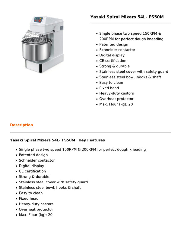Baker Max FS50M - Spiral Mixer