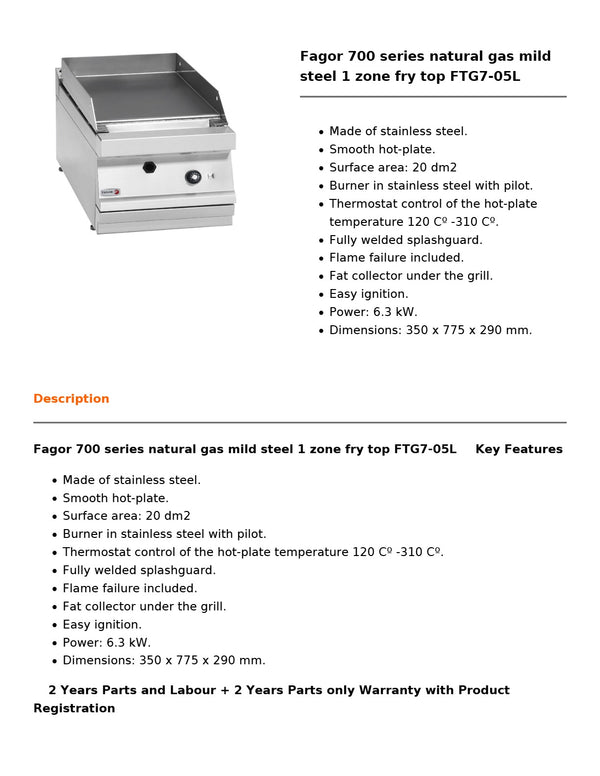 Fagor FTG7-05L - Griddle